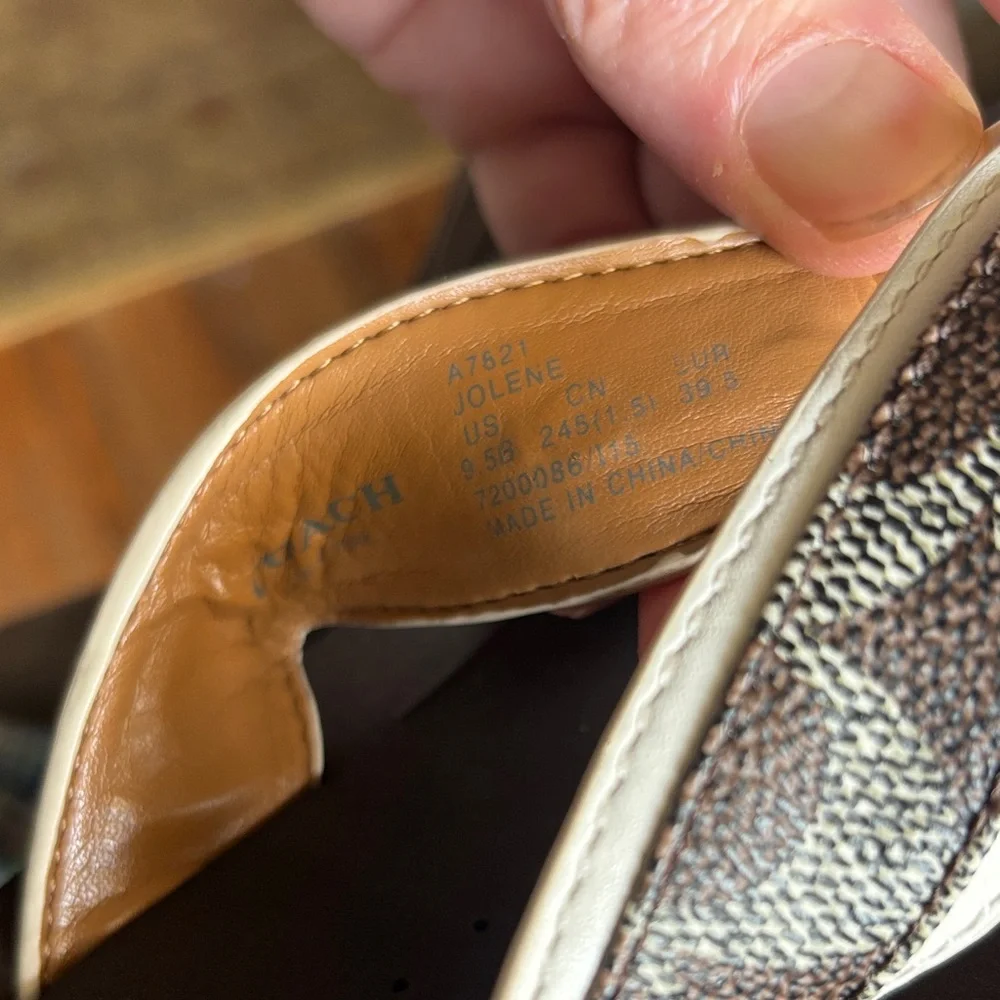 Coach Black Footbed White-Trim Logo Strap Thong Sandals - Picture 16 of 16